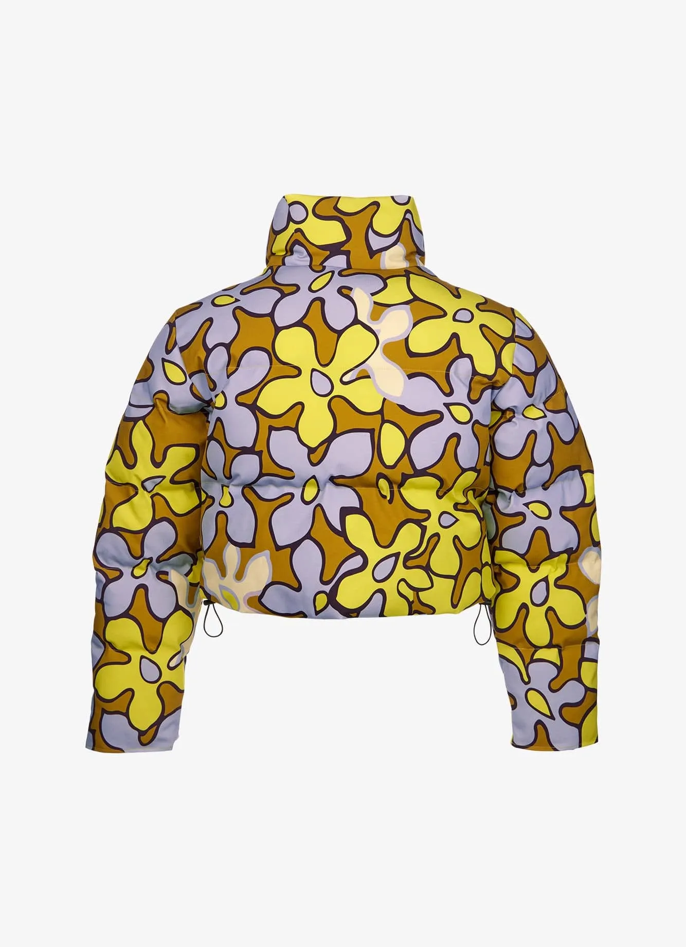 Cropped Matte Stretch Puffer - Surf Floral - Golden Lavender