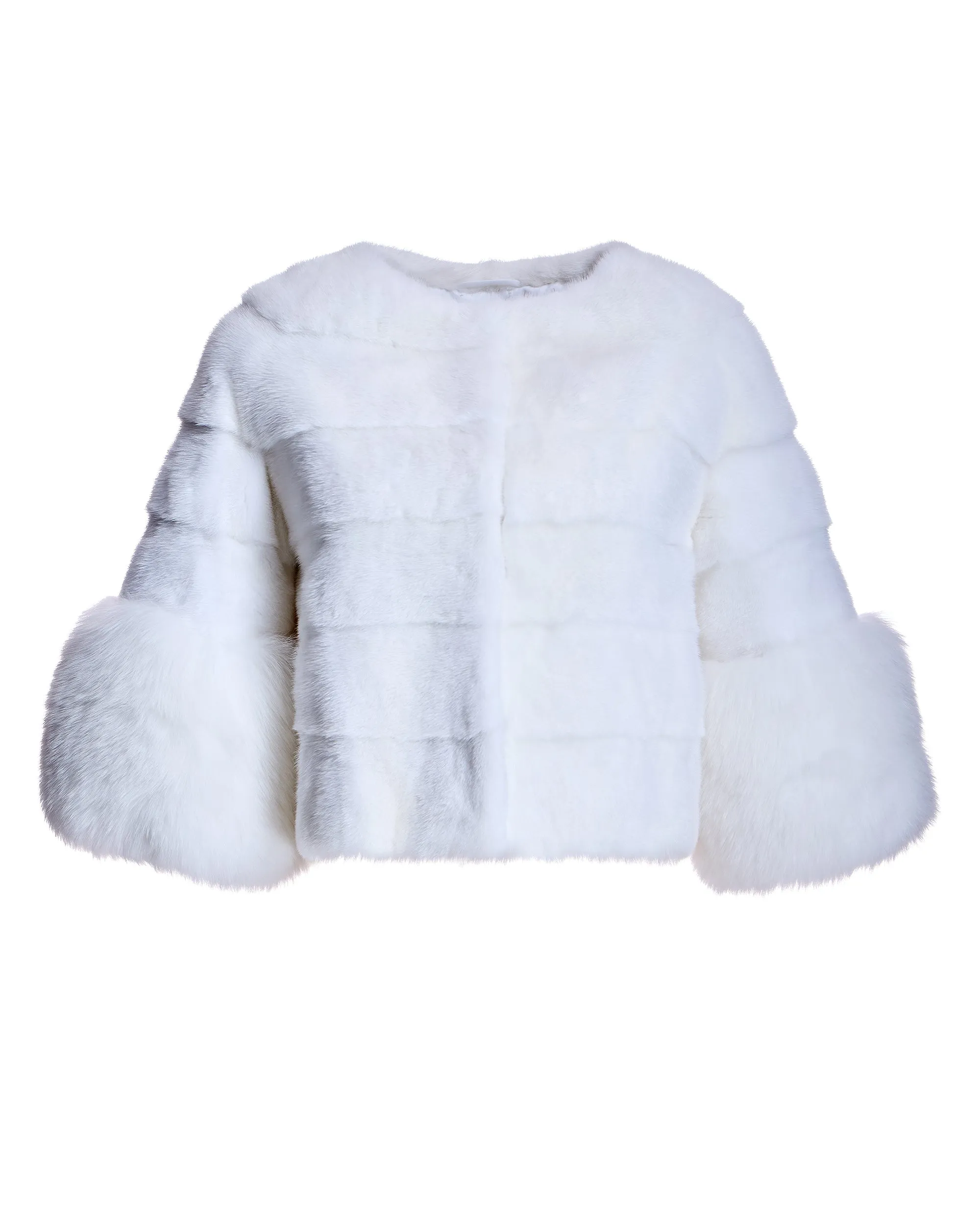 Cropped Mink Jacket with Fox Cuffs