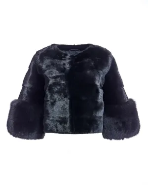 Cropped Mink Jacket with Fox Cuffs