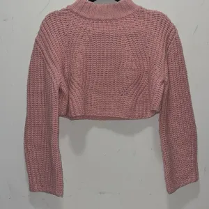CROPPED PINK CHUNKY CABLE KNIT SWEATER