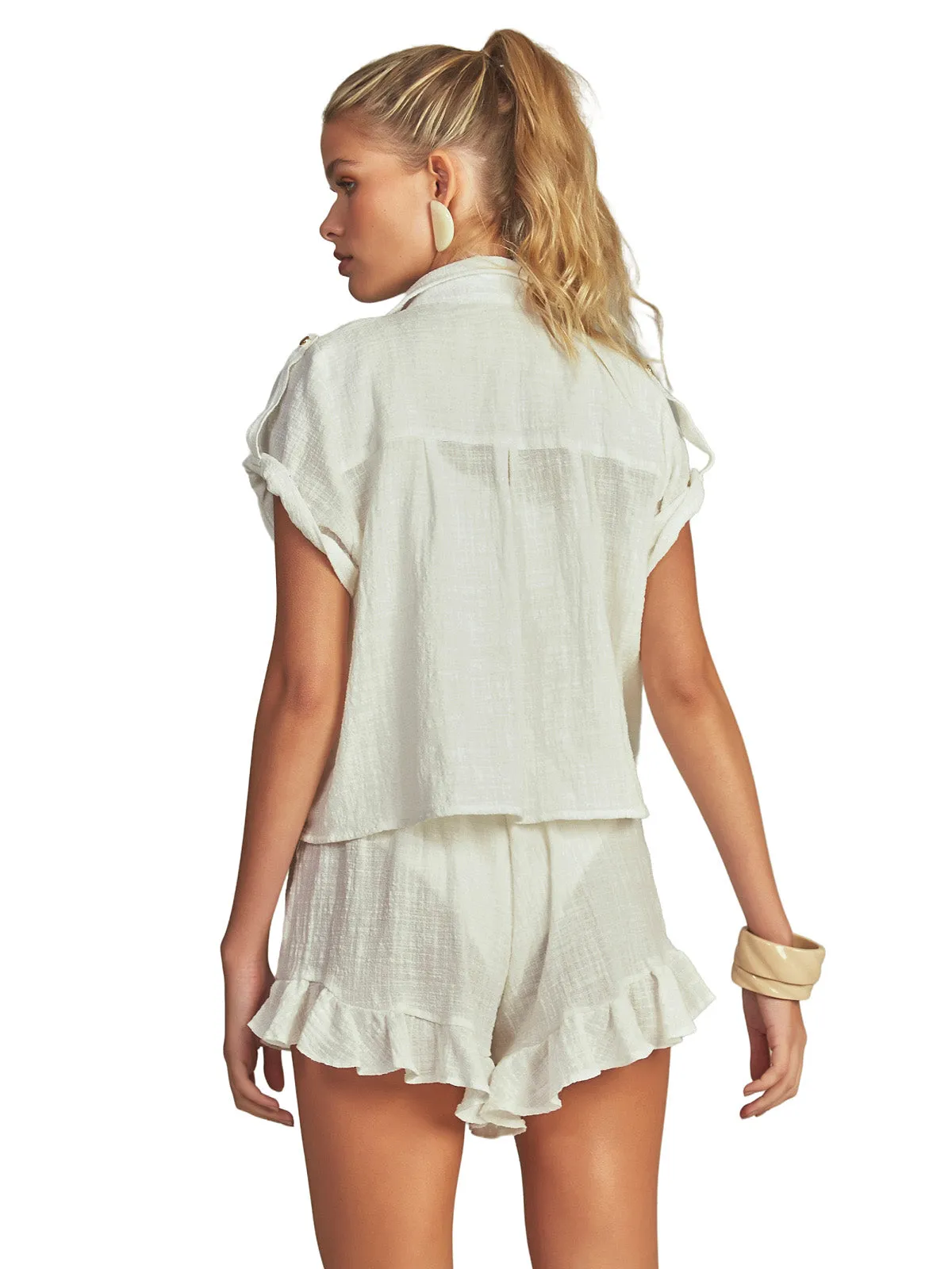 Cropped Shirt-Ruffle Short ::RET