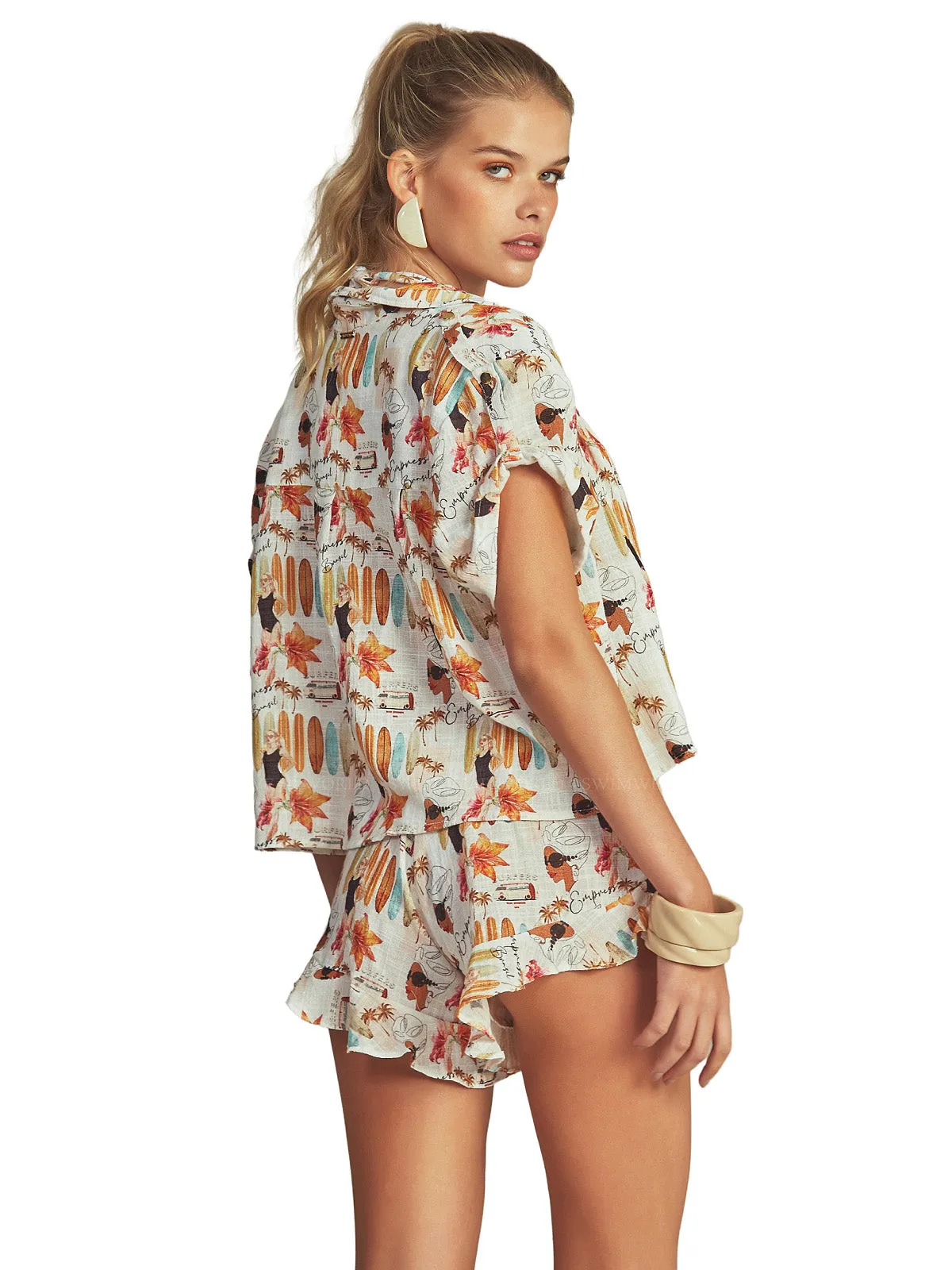Cropped Shirt-Ruffle Short ::RET