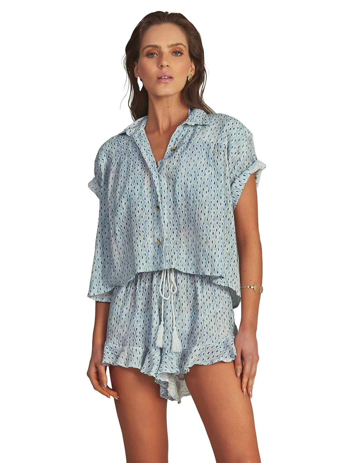 Cropped Shirt-Ruffle Short ::RET