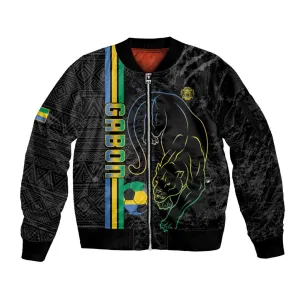 Custom Gabon Football Sleeve Zip Bomber Jacket Go Champions - Black Ver LT15