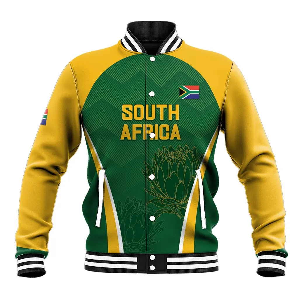 Custom South Africa Cricket Baseball Jacket Go Champions Protea Pattern LT05
