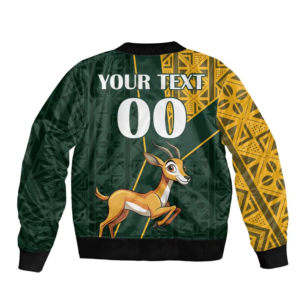 Custom South Africa Springbok Jumping Bomber Jacket With Kente Patterns LT18