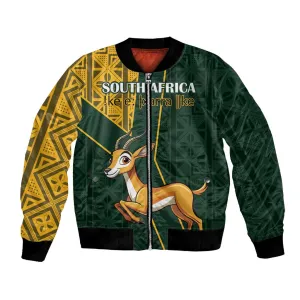 Custom South Africa Springbok Jumping Bomber Jacket With Kente Patterns LT18