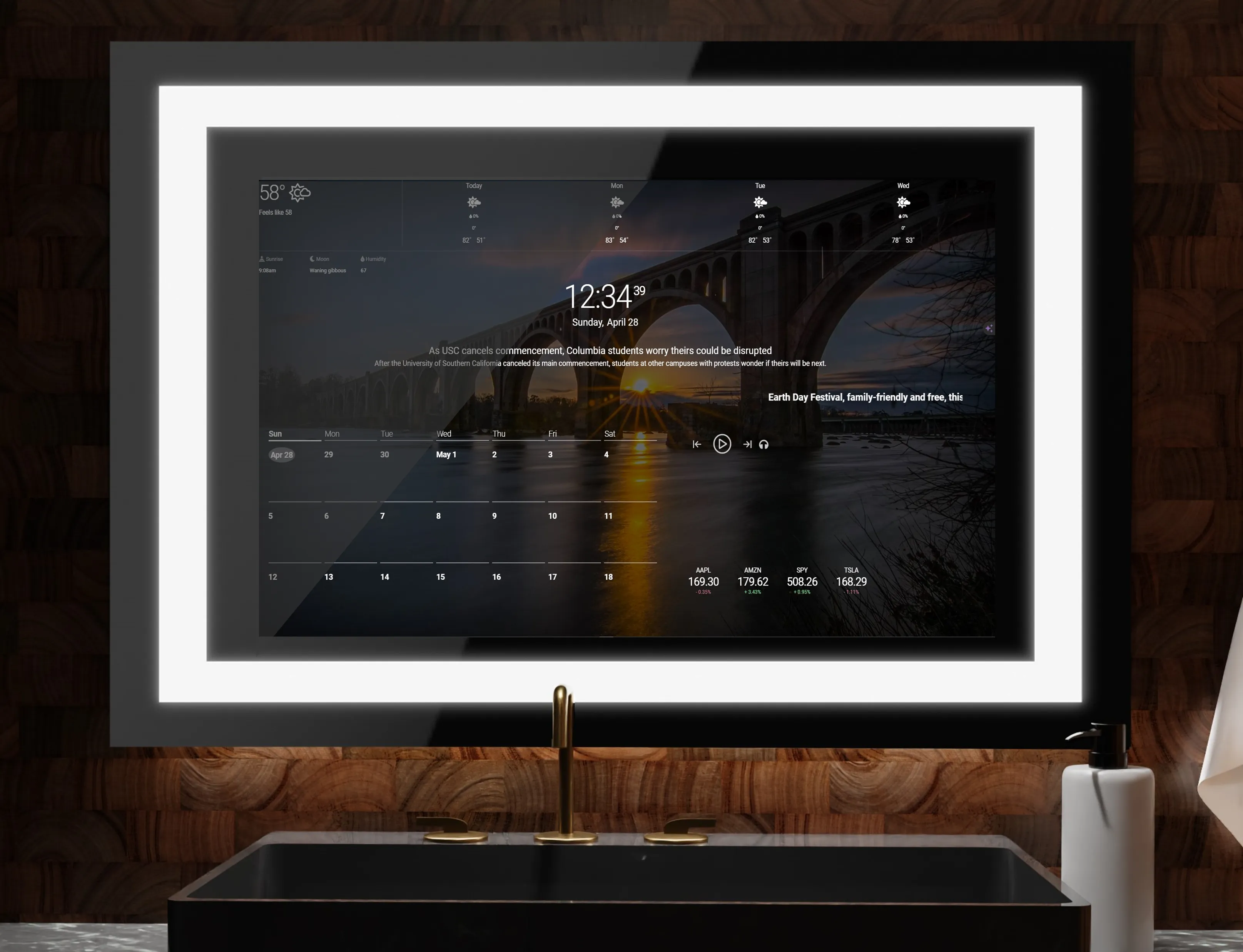 Customize Your Frameless Android Touchscreen DAKboard Smart Vanity Mirror - Choose Your Display and Mirror Size