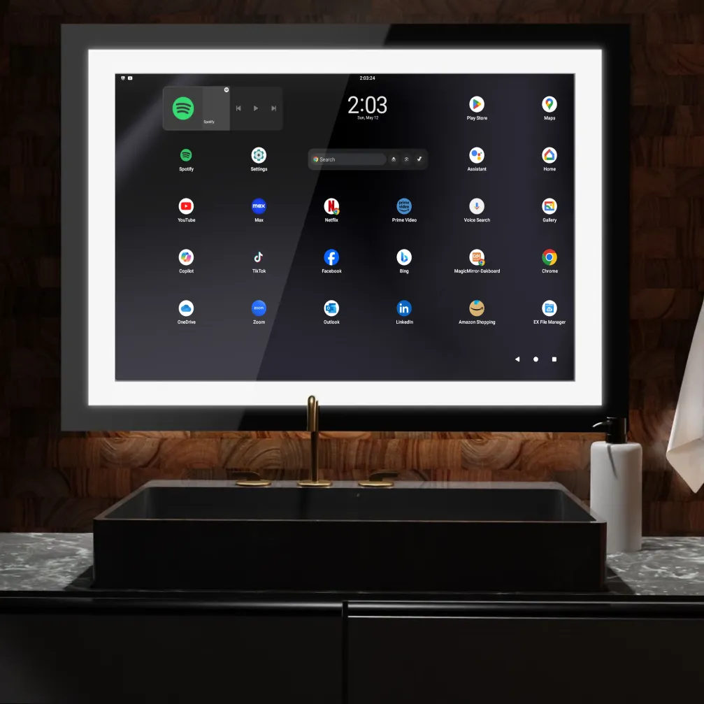 Customize Your Frameless Android Touchscreen DAKboard Smart Vanity Mirror - Choose Your Display and Mirror Size