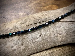Czech Glass Fire Polished Bead Strand - Faceted Rounds - 5mm - 5”