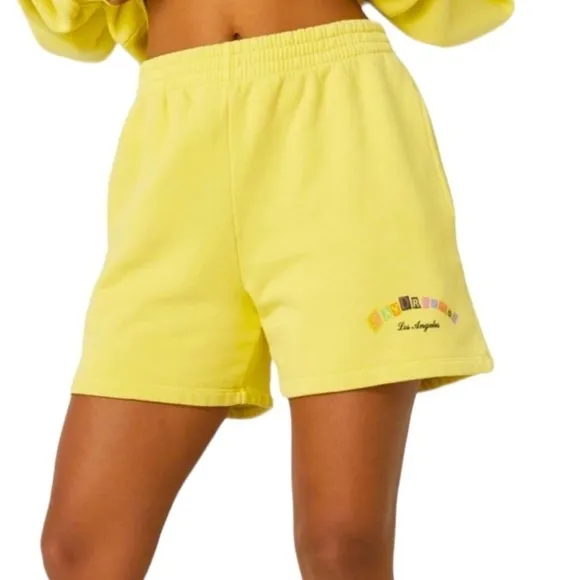 DAYDREAMER  Ransom Note Hi-Frequency Boyfriend Sweat Shorts in Citron 2X NWT