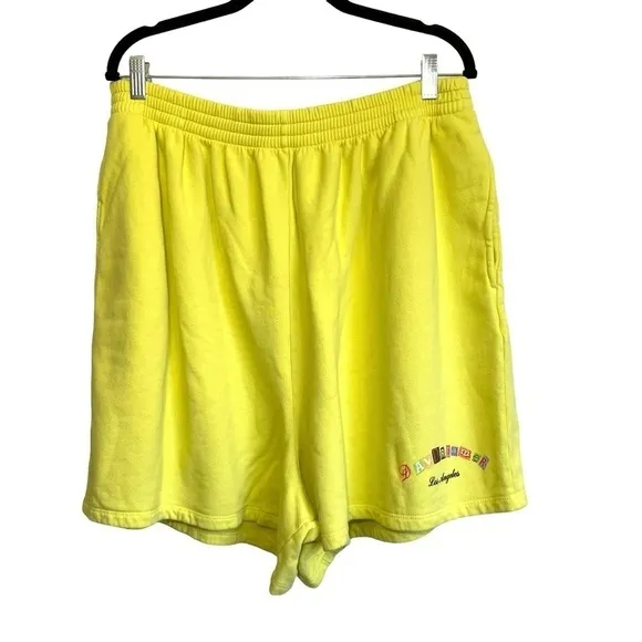 DAYDREAMER  Ransom Note Hi-Frequency Boyfriend Sweat Shorts in Citron 2X NWT