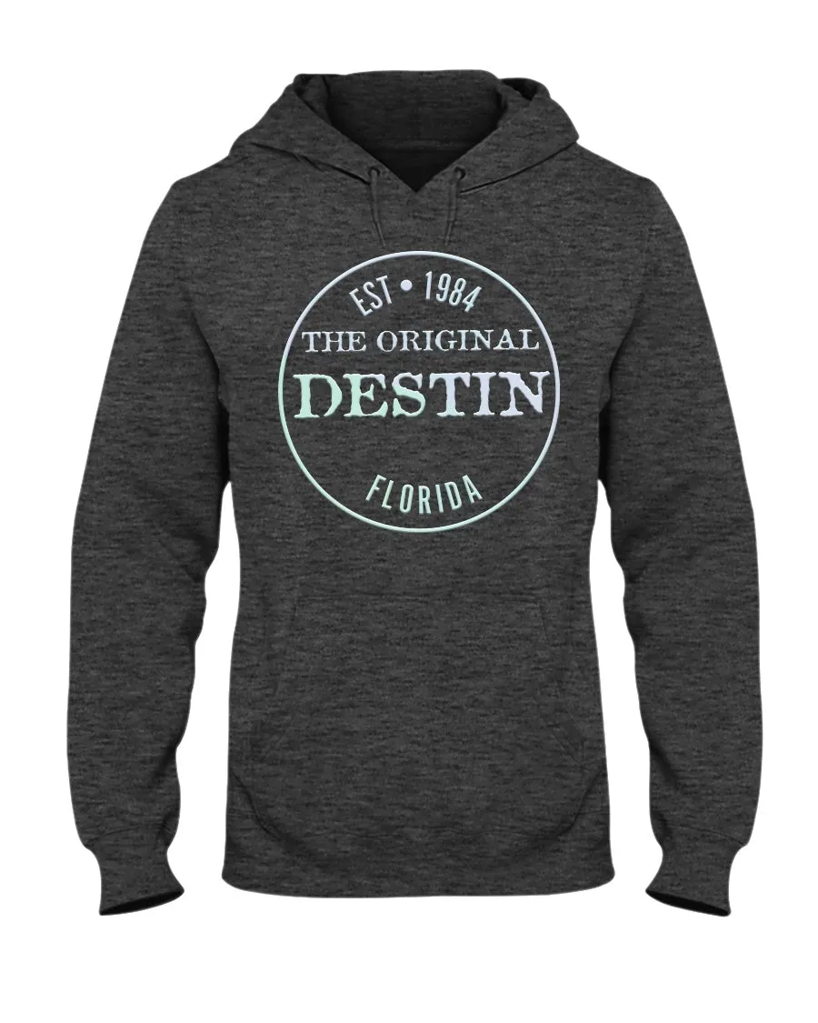 Destin Est 1984 Hoodie Vintage Style Bevel Logo Light Gradient