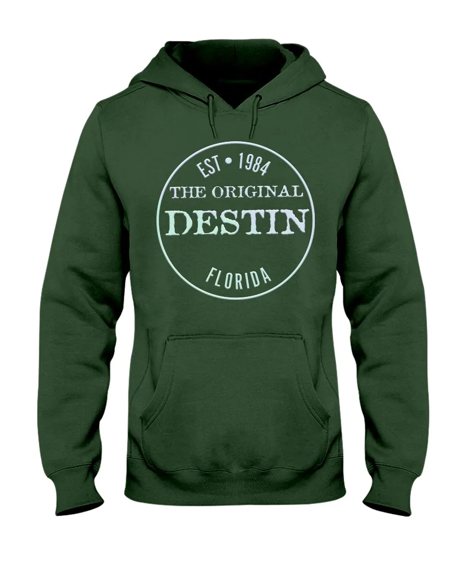 Destin Est 1984 Hoodie Vintage Style Bevel Logo Light Gradient