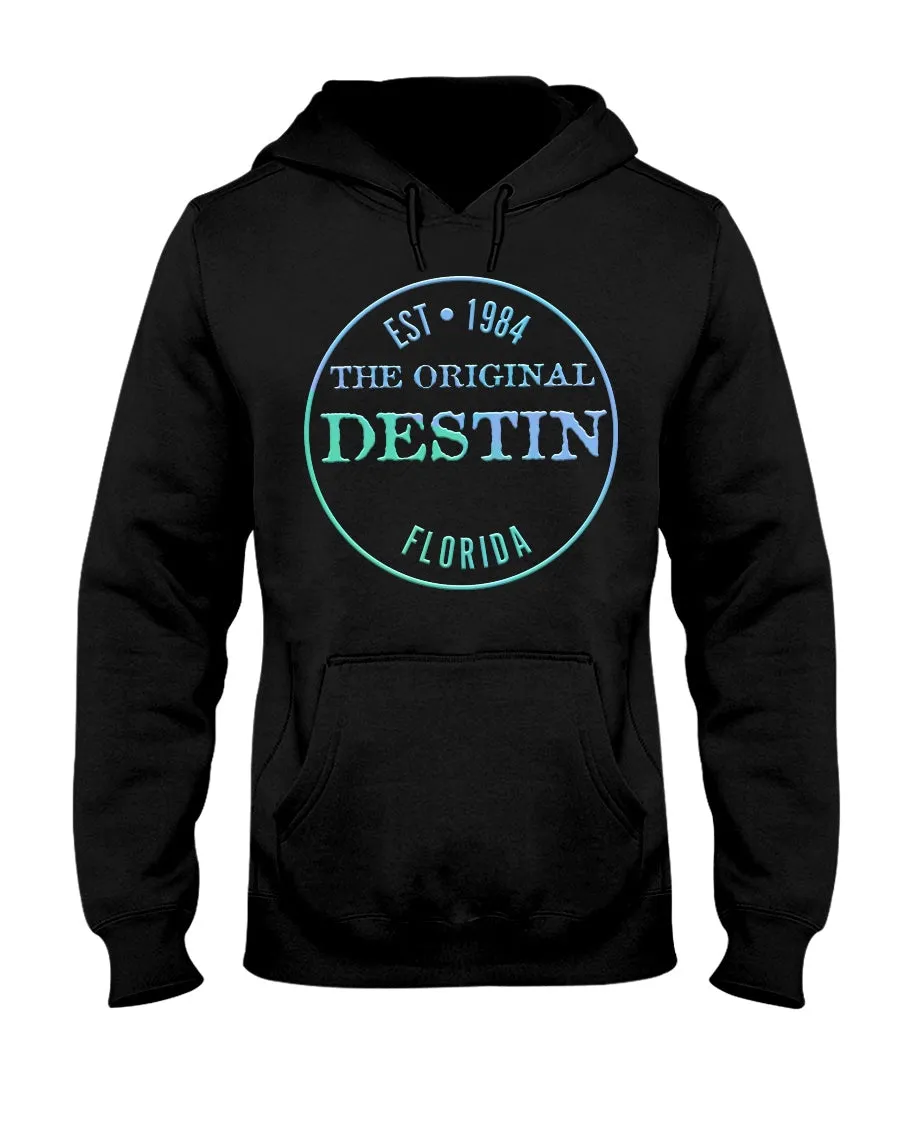 Destin The Original Vintage Est 1984 Bevel Logo Gulf Blues Gradient