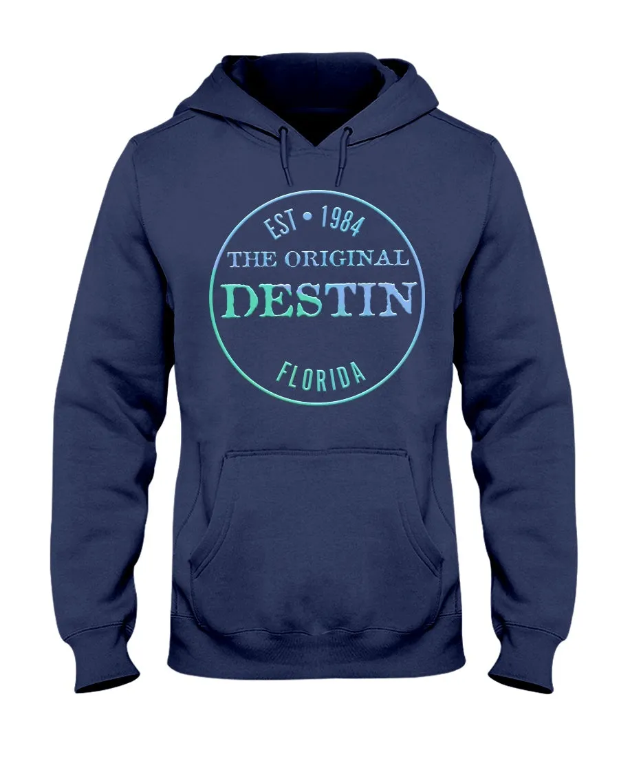 Destin The Original Vintage Est 1984 Bevel Logo Gulf Blues Gradient