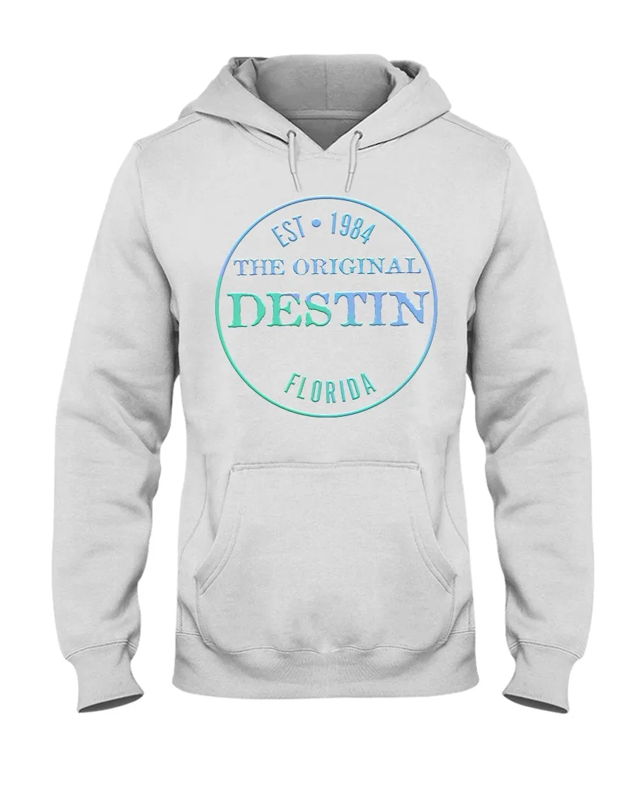 Destin The Original Vintage Est 1984 Bevel Logo Gulf Blues Gradient