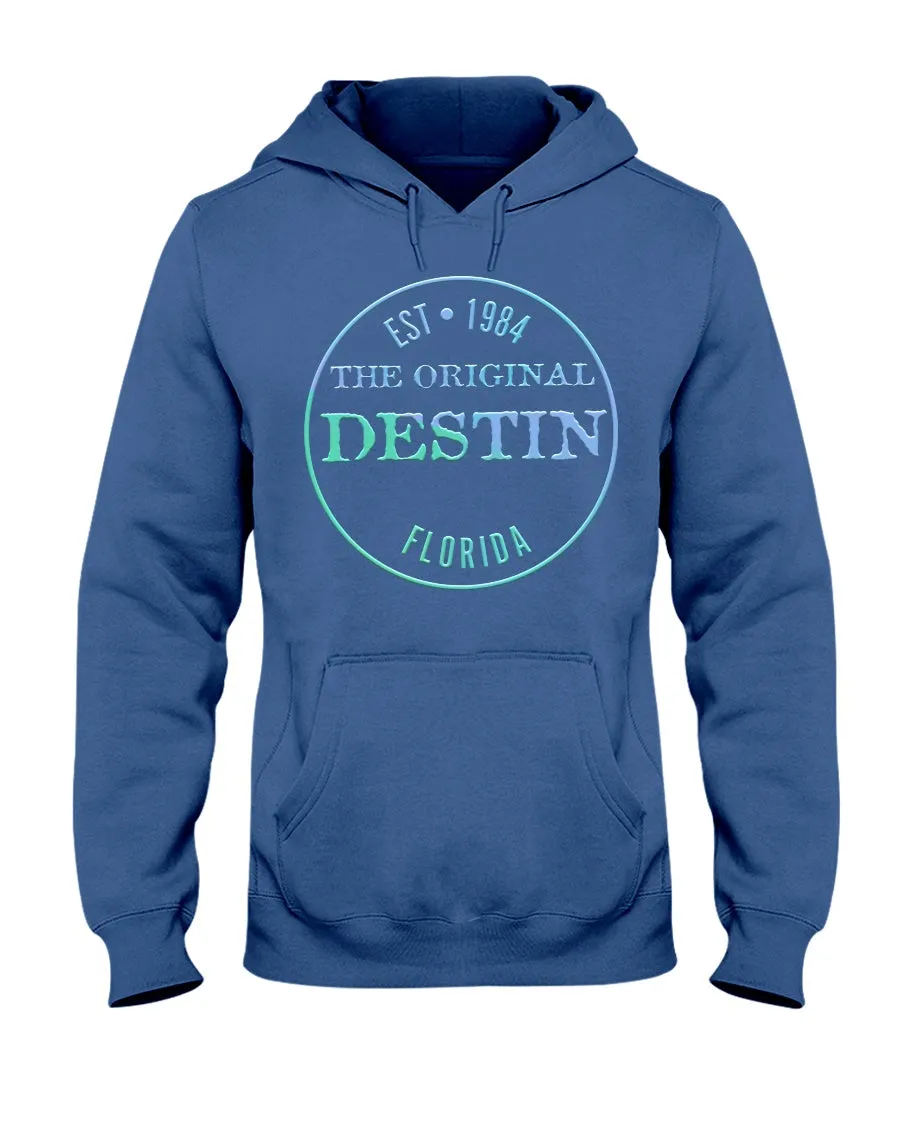 Destin The Original Vintage Est 1984 Bevel Logo Gulf Blues Gradient