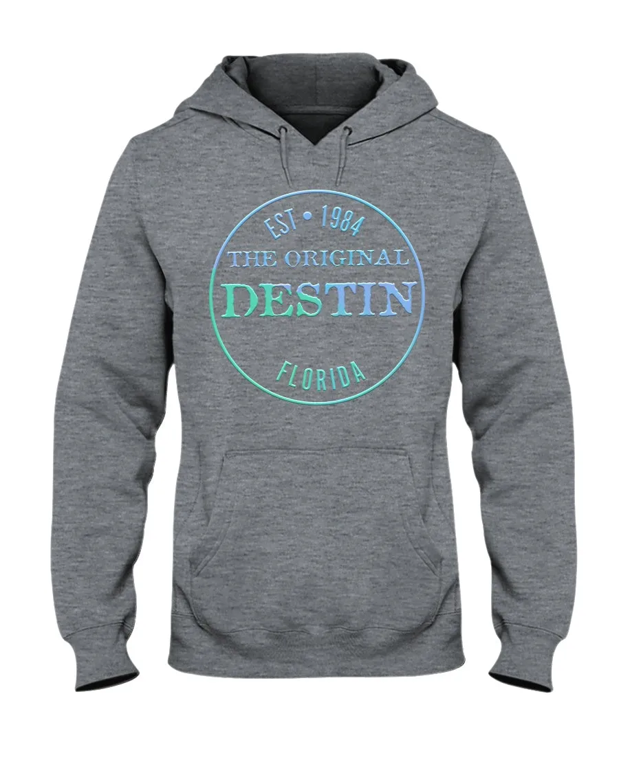 Destin The Original Vintage Est 1984 Bevel Logo Gulf Blues Gradient