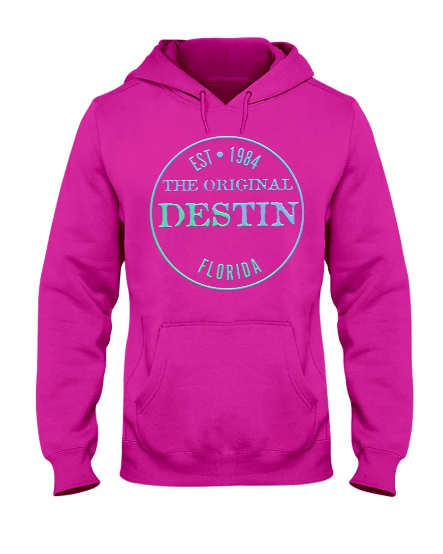 Destin The Original Vintage Est 1984 Bevel Logo Gulf Blues Gradient