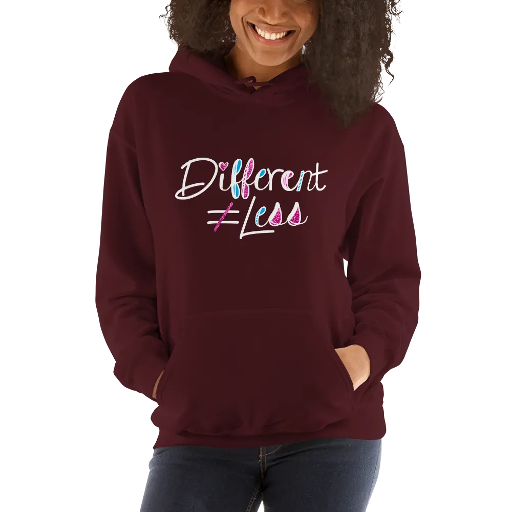 Different Does Not Equal Less (As Seen on Netflix's Raising Dion) Dark Hoodies with Digital Glitter