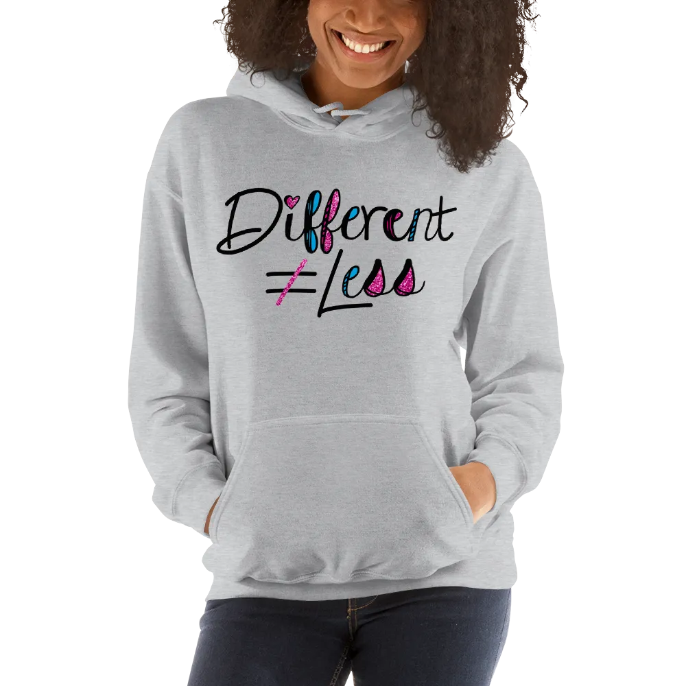 Different Does Not Equal Less (As Seen on Netflix's Raising Dion) Light Color Hoodies with Digital Glitter