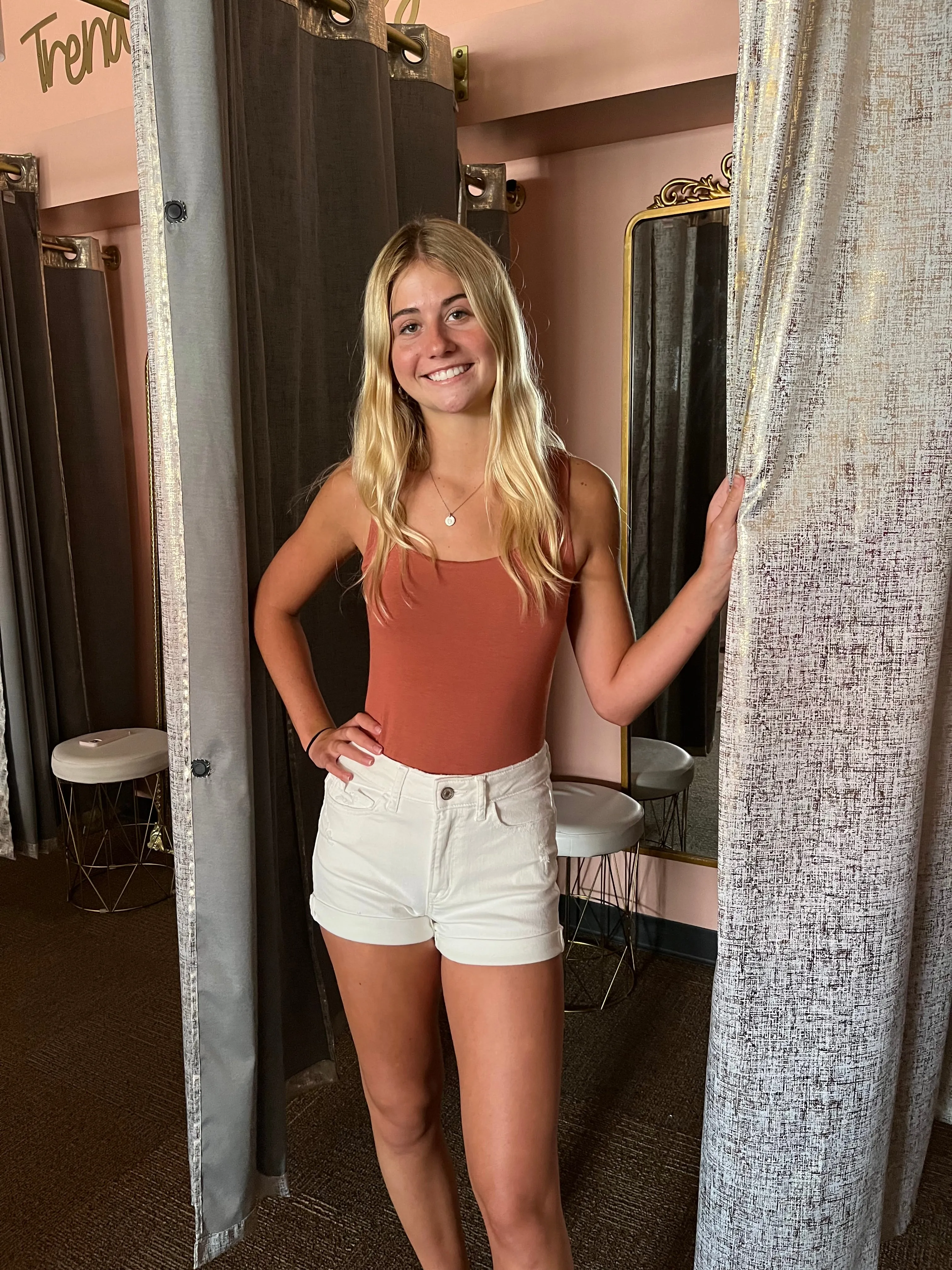 Distressed White Denim Shorts
