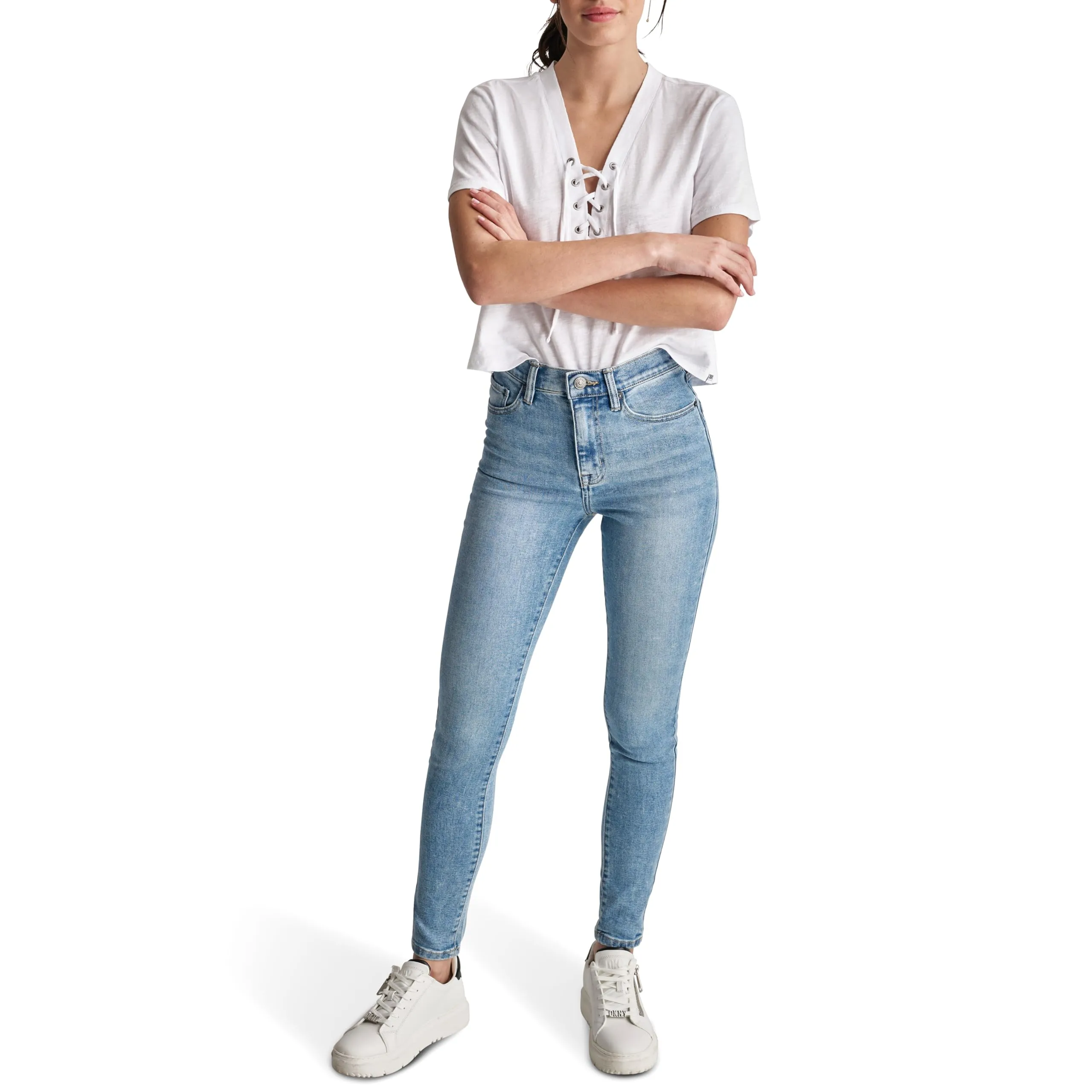 DKNY Women's Bleeker Shaping Skinny Jeans, Chambers Wash, 32