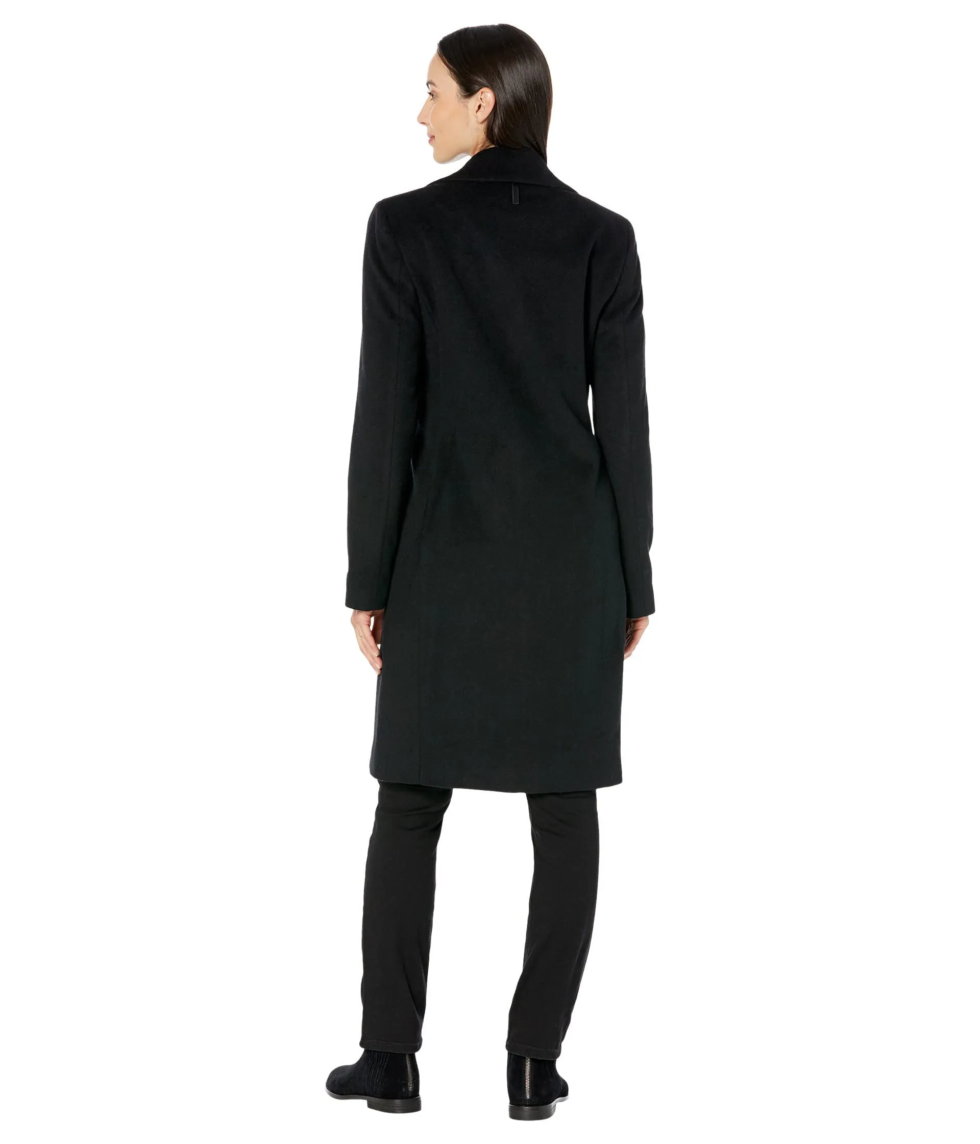 DKNY Women's Walker Wool Coat, Black, Large