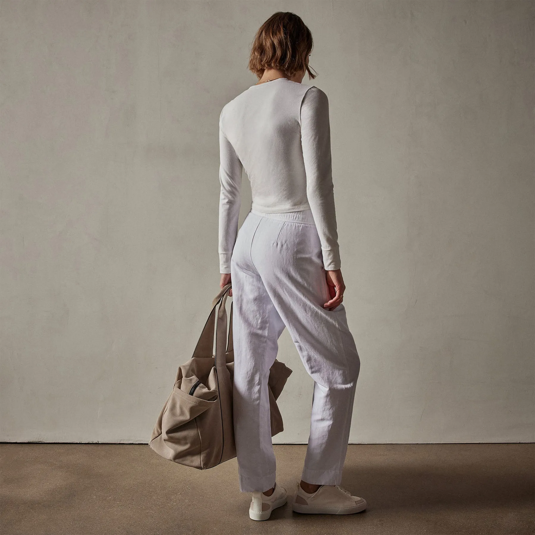 Double Pleat Trouser - White