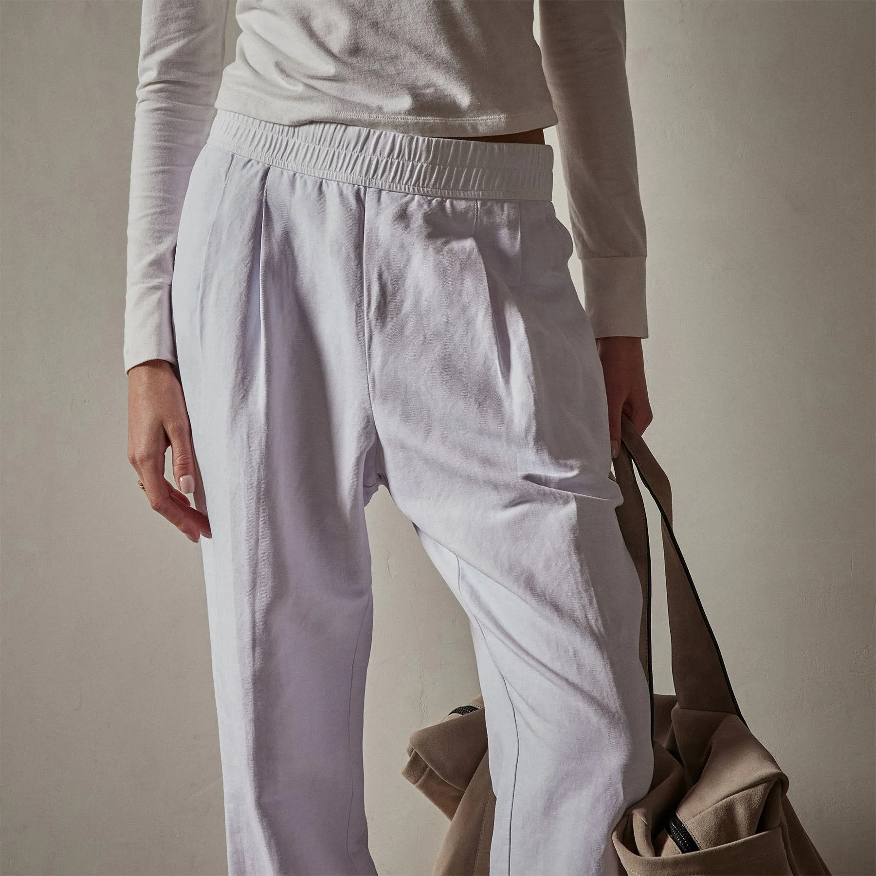 Double Pleat Trouser - White