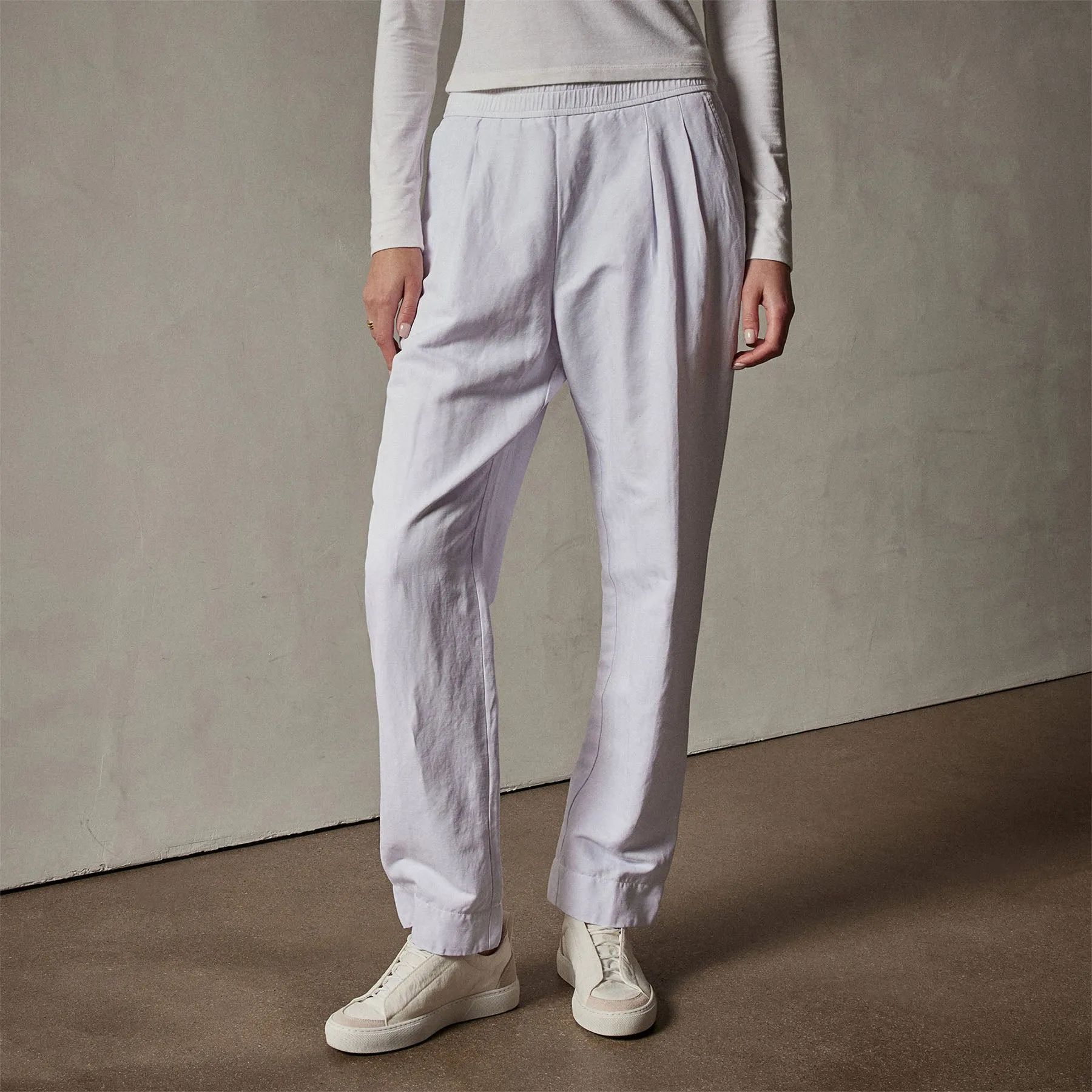 Double Pleat Trouser - White