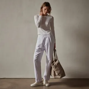 Double Pleat Trouser - White