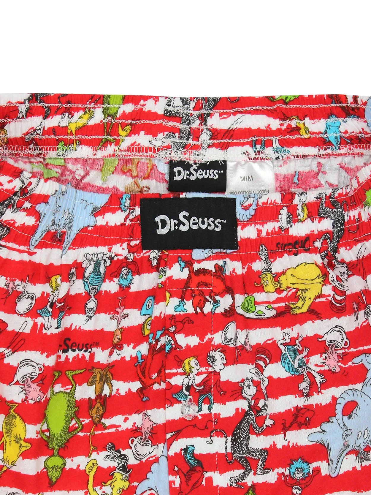 Dr. Seuss Grinch Cat in the Hat Button Fly Boxer Shorts