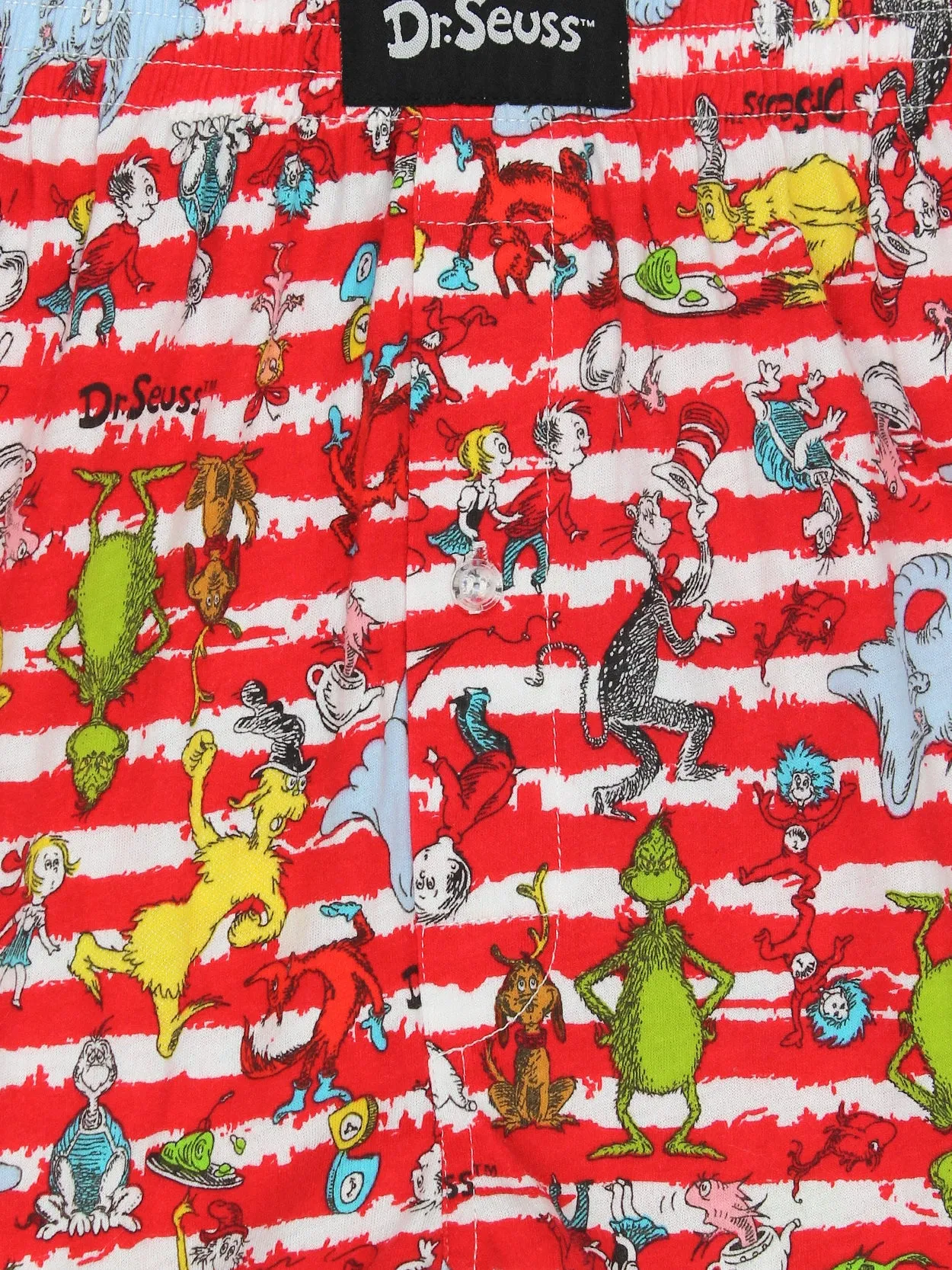 Dr. Seuss Grinch Cat in the Hat Button Fly Boxer Shorts