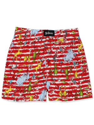Dr. Seuss Grinch Cat in the Hat Button Fly Boxer Shorts