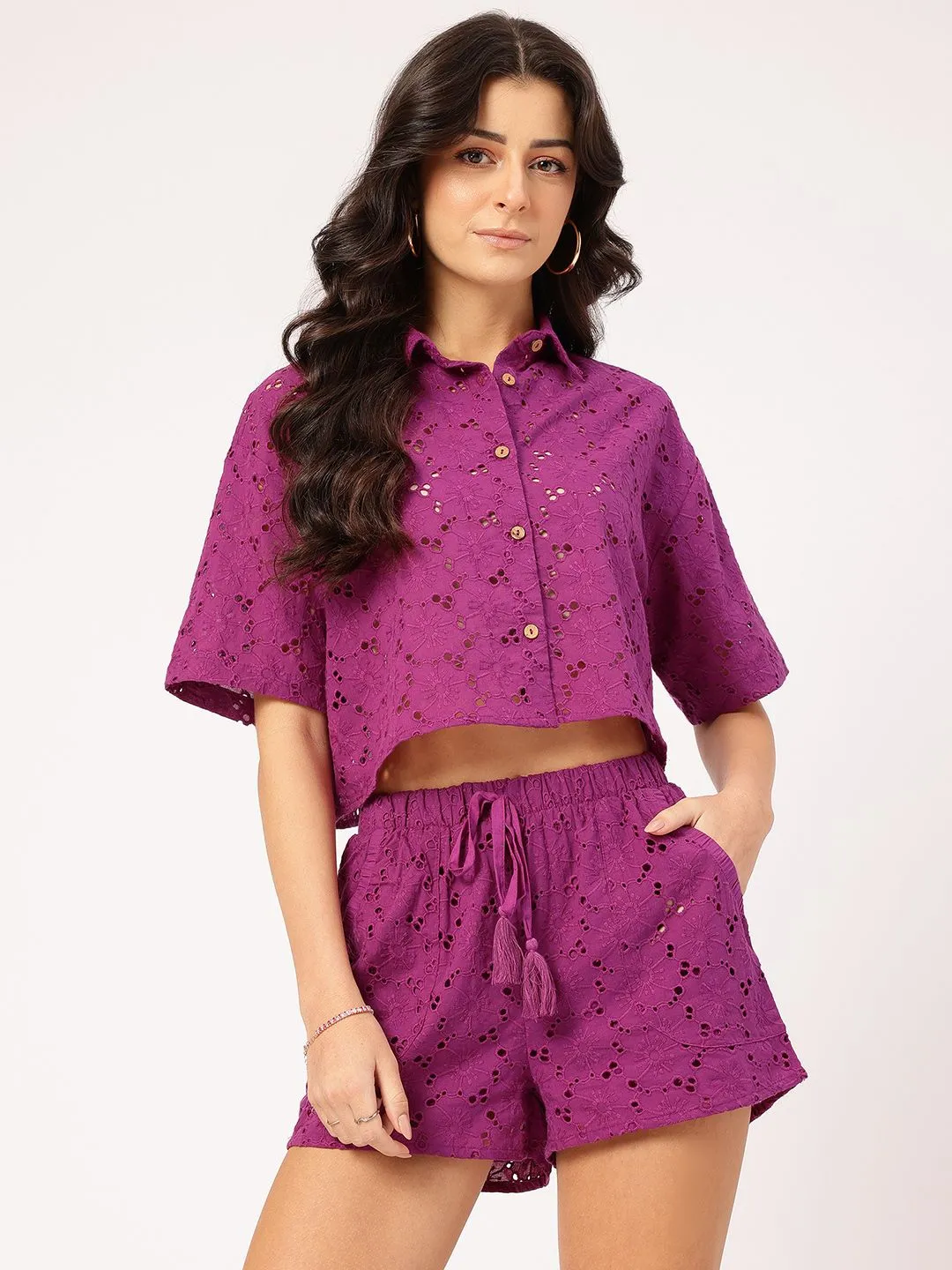 DressBerry Comfy & Stylish Pure Cotton Schiffli Co-Ords