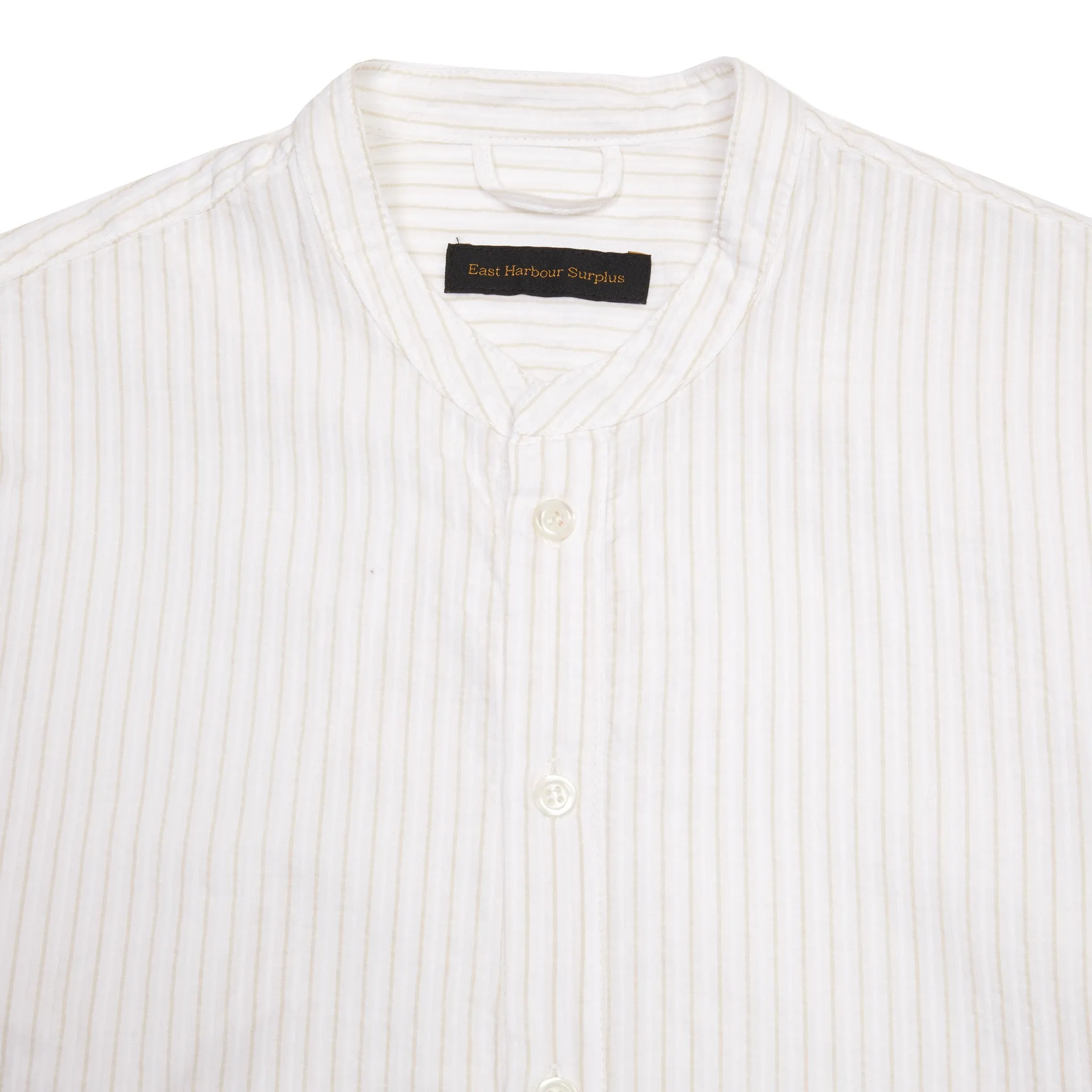 East Harbour Surplus Seul Shirt in Off White / Sand Stripe