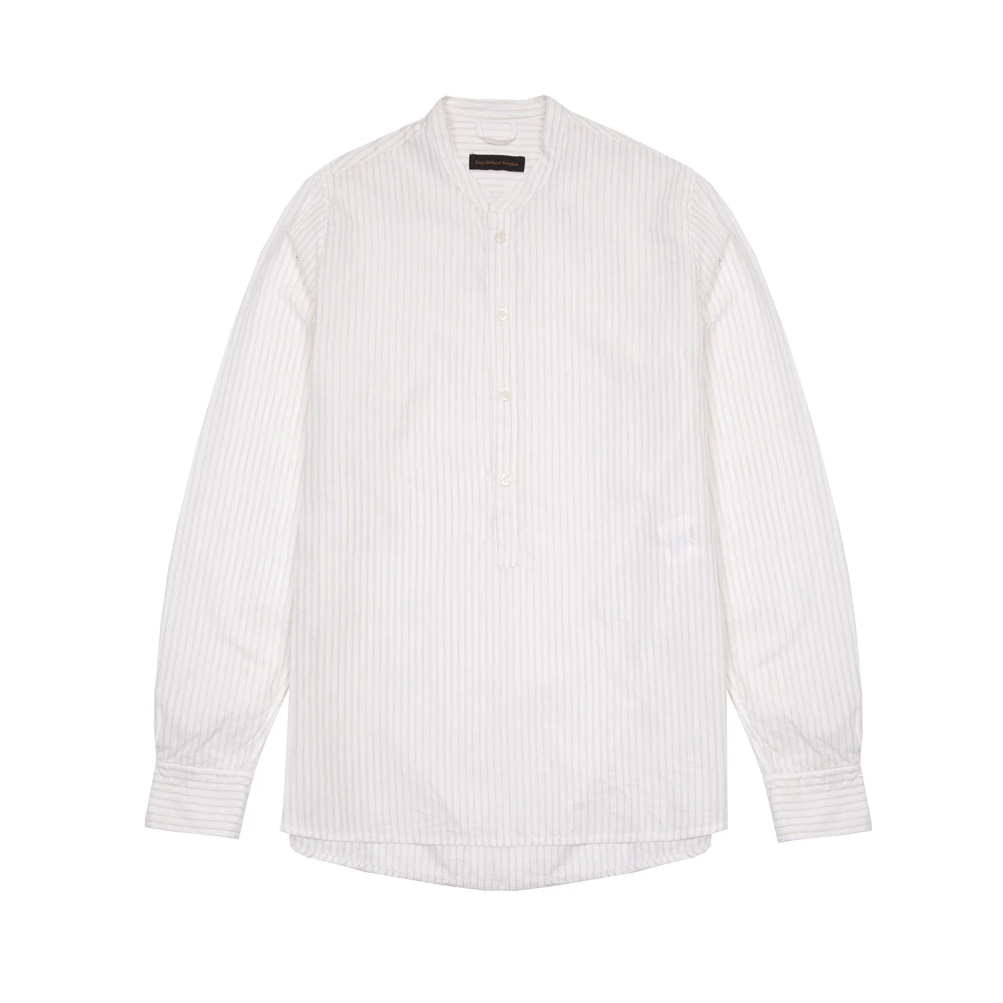 East Harbour Surplus Seul Shirt in Off White / Sand Stripe