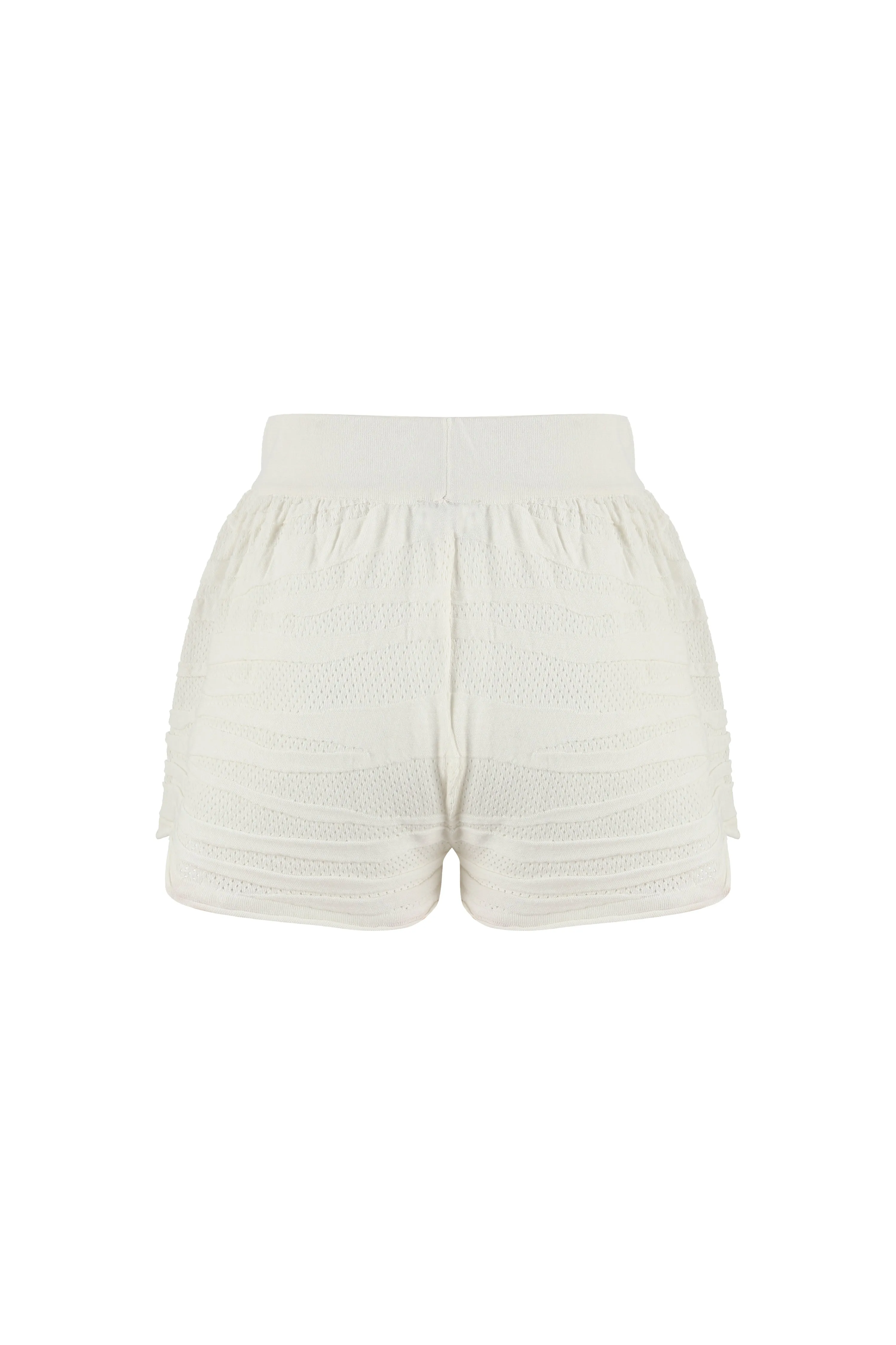 Ecru Textured Shorts