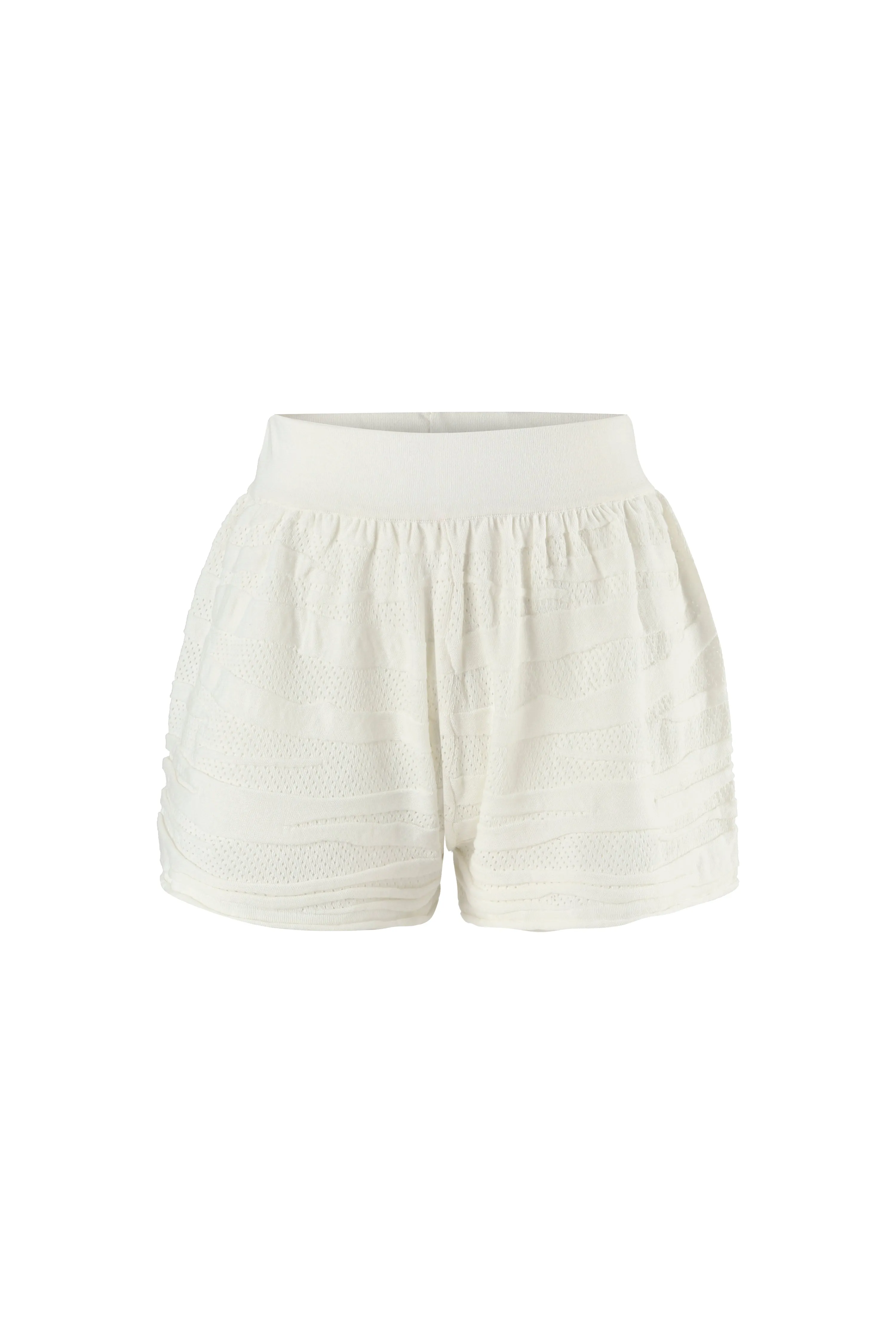 Ecru Textured Shorts