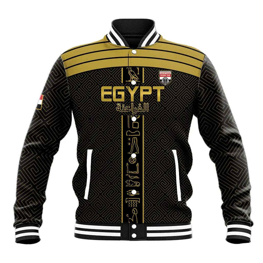 Egyptian Football Custom Baseball Jacket Yalla Masr - Black Ver LT15
