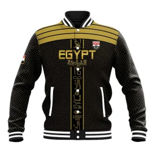 Egyptian Football Custom Baseball Jacket Yalla Masr - Black Ver LT15