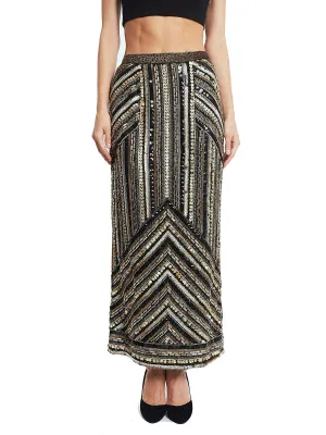Embroidered ankle length fitted skirt