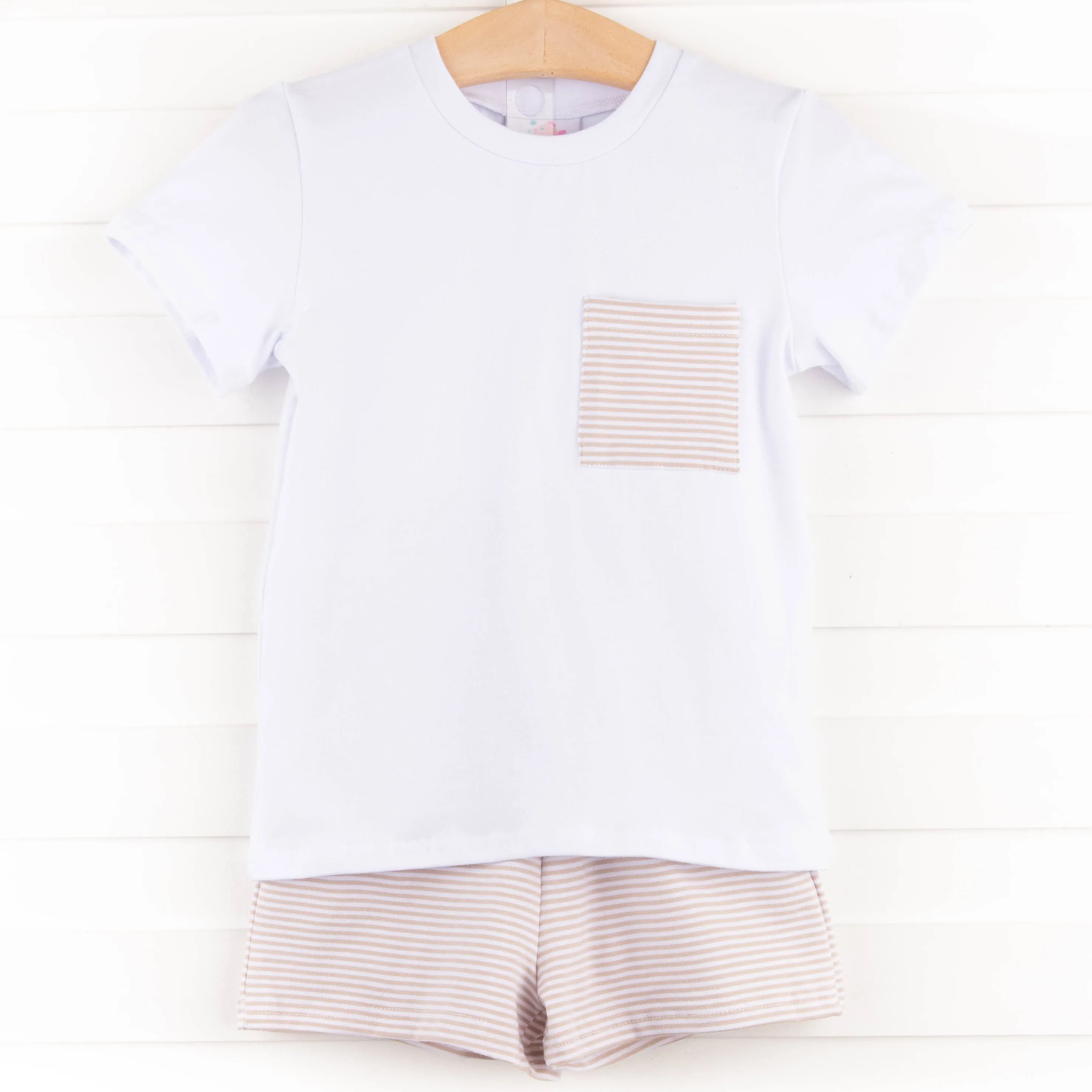 Evan Short Set, Tan Stripe