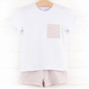 Evan Short Set, Tan Stripe