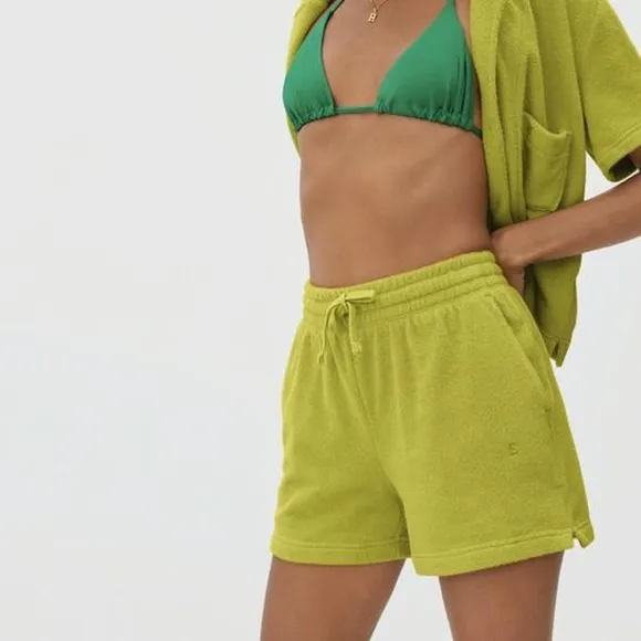 Everlane Terry Cloth Shorts Set M/L key Lime Green - Swim Cover-up Loungewear