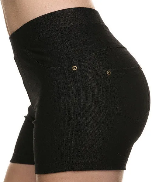 Faux Denim Ponte Shorts