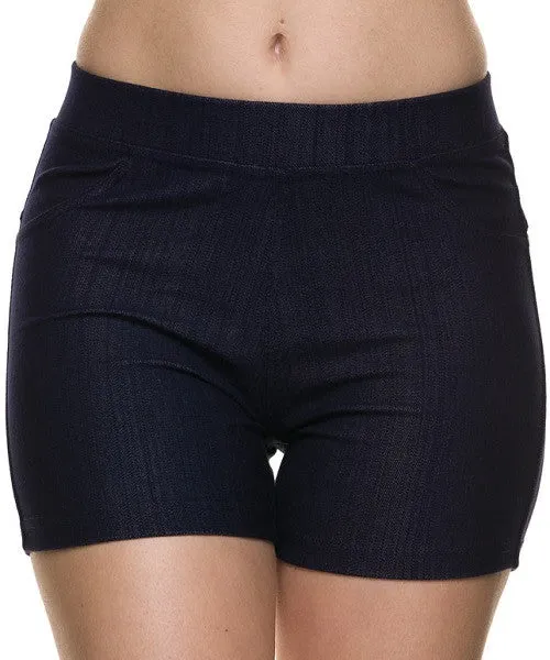 Faux Denim Ponte Shorts