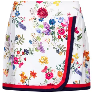 Faux Wrap Skirt White Multi Floral